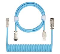 Twozoh Câble Spiralé USB C Clavier Mécanique, Tressé Double Manchon avec aviateur en métal détachable Type C Câble Clavier (Bleu)