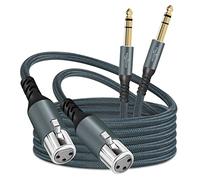 Twozoh Câble XLR Femelle vers TRS 6,35 mm Lot de 2, Tressé Cable XLR Jack Stéréo 6.35 mm équilibré vers Microphone 10M (Profesional/Hifi) 2 Pièces