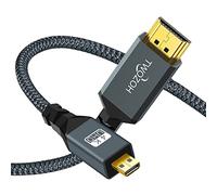 Twozoh Court Câble Micro HDMI vers HDMI 0,3M, Nylon tressé Câble HDMI A vers Micro HDMI D, Supporte 3D 4K/60Hz 2.0 1080p