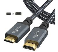 Twozoh Court Câble Mini HDMI C vers Full HDMI A 1M, Nylon tressé, Supporte 3D Ethernet ARC 4K 60Hz 1080p