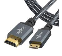 Twozoh Court Câble Mini HDMI vers HDMI 0,3M, Nylon tressé 4K Câble Mini HDMI C vers Full HDMI A, Supporte 3D Ethernet ARC 4K 60Hz 1080p