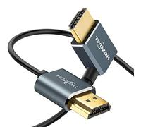 Twozoh Fin Câble HDMI vers HDMI Coudé 90° Degré 0,3M, Flexible et Slim Droit Angle Cordon HDMI 2.0 Supporte 3D 4K@60Hz