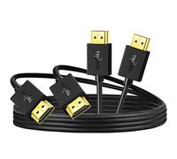 Twozoh Flexible Câble HDMI vers HDMI 1M Lot de 2, Fin et Souple Câble HDMI Supporte 3D 4K@60Hz/2160P/1080P (2 Pièces