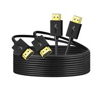 Twozoh Flexible Câble HDMI vers HDMI 5M Lot de 2, Fin et Souple Câble HDMI Supporte 3D 4K@60Hz/2160P/1080P (2 Pièces