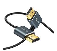 Twozoh Flexible Câble HDMI vers HDMI Coudé 90° Degré 3M, Ultra Fin et Slim Gauche Angle Cordon HDMI 2.0 Supporte 3D 4K@60Hz
