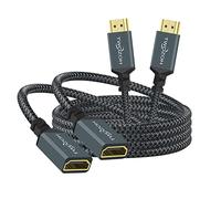 Twozoh Lot de 2 câbles d'extension HDMI 4K mâle vers femelle, câble adaptateur HDMI 2.0 en nylon tressé 4K @ 60 Hz 3D HDR
