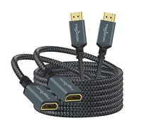 Twozoh Lot de 2 câbles d'extension HDMI 4K mâle vers femelle, câble adaptateur HDMI 2.0 en nylon tressé 4K @ 60 Hz 3D HDR