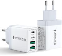 Twq-2pack Chargeur Usb C, 40w Chargeur Iphone Rapide Multiple Prise Usb C Pour Iphone 16 15 14 13 12 11 Pro Max Xs Xr Se 8 7 6s Plus Mini, Ipad, Samsung Galaxy, 4-Port Adaptateur Secteur Type C Charg