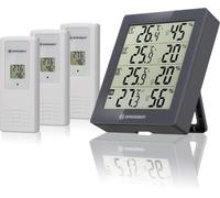 TWQ-Bresser Temeo Hygro Quadro Station Météo sans Fil, 3 Capteurs Extérieurs pour Mesurer Et Contrôler À La Fois Température Et Humidité De L`air en 4 Lieux, Gris