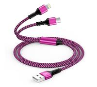 Twq-Câble Usb C Et Lightning 2 En 1 Pour Iphone 16/15/14/13/12/11 Pro Max, Câble De Charge Multiple Usb C Pour Android Samsung Galaxy S24/S23/S22/S21 Ultra/A54/A14/A34, Huawei, Câble Usb Multiple Rap