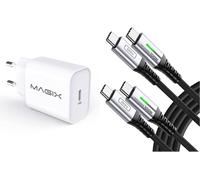 TWQ-Chargeur Mural PD Quick Charge 3.0 30W, USB Type-C, AC 100-240V à DC 5V 9V 12V 15V 20V (Blanc) & INIU Cable USB C, [2m+2m] 100W 5A PD QC4 Câble USB c vers USB c Charge Rapide