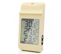 TWQ-FISHTEC Thermomètre Mini/Maxi Spécial grands chiffres - Etanche IPX4 - Intérieur et Extérieur avec Accroche Murale - Mémoire des températures minimales et maximales - 16 CM x 8 CM - Beige