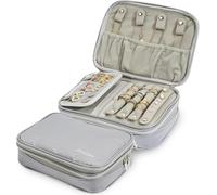 TWQ-Procase Trousse à Bijoux de Voyage, Boîte à Bijoux, Sac de Rangement à Double Couche, pour Bagues, Boucles d'oreilles, Colliers, Bracelets et Montres, Cadeau Idéale-Gris Gris