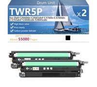 TWR5P 331-8434 59J78 Unité de Tambour avec Puce pour Dell C2660dn C2665dnf C3760n C3760dn C3765dnf S3840cdn S3845cdn Imprimantes, pour Établissements Scolaires, Hôpitaux et Banques, 60000 Pages,Black-