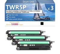 TWR5P 331-8434 59J78 Unité de Tambour avec Puce pour Dell C2660dn C2665dnf C3760n C3760dn C3765dnf S3840cdn S3845cdn Imprimantes, pour Établissements Scolaires, Hôpitaux et Banques, 60000 Pages,Black-