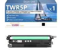 TWR5P 331-8434 59J78 Unité de Tambour avec Puce pour Dell C2660dn C2665dnf C3760n C3760dn C3765dnf S3840cdn S3845cdn Imprimantes, pour Établissements Scolaires, Hôpitaux et Banques, 60000 Pages,Black-