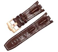 TWRQA Bracelet de montre en cuir véritable pour AP 15703 Royal Oak Offshore Series 28mm Crocodile bracelets, 28mm, Agate