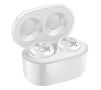 TWS Bluetooth 5.0 écouteurs intra-auriculaires Hifi CVC8.0 Réduction du bruit Appel bilatéral Véritable casque sans fil avec micro étui de chargement portable, Blanc