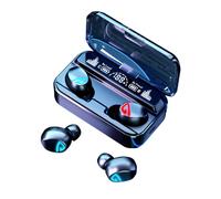 TWS Bluetooth 5.2 écouteur LED Power Display avec 2000mAh Bank Gaming Headset In-Ear Noise Cancelling HiFi 3D Stereo Music Headphone,Blue