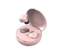 TWS écouteurs Bluetooth sans fil avec contr?le tactile et écouteurs binauraux avec étui de chargement, rose