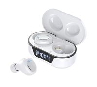 TWS écouteurs sans Fil Bluetooth 5.0 écouteurs 13mm Stéréo Dynamique Réduction du Bruit des Basses Affichage LED Smart Touch In-Ear Sport écouteurs avec Micro, Blanc