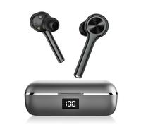 TWS écouteurs stéréo sans fil Bluetooth 5.0 Graphène Affichage numérique Contr?le tactile Type-C Casque d'appel bilatéral avec micro, Gris crépuscule