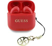 Tws Guess Casque d'écoute imprimé avec effet de brillance, logo classique et breloque Rouge