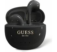 Tws Guess Glossy Effect Egg Shape Printed Classic Logo Headphones Black (casque à effet brillant en forme d'œuf imprimé avec logo classique)