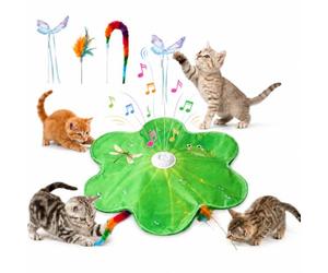 TWSOUL Jouet interactif pour chat d'intérieur, jouet automatique en plumes avec sons d'oiseaux, rechargeable par USB avec 3 modes de jeu et batterie de 1800 mAh pour chats et chatons ennuyés