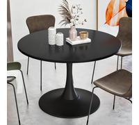 TWSOUL Table à manger ronde 80 cm - Petite table de cuisine, salle à manger pour 2 à 4 personnes - Avec pied colonne en forme de tulipe - Pour salle à manger, salon, bureau, café, bar - Noir
