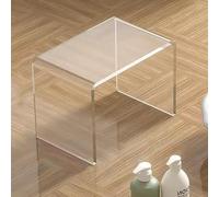TWSOUL Table d'extrémité en acrylique transparent, table d'appoint en forme de U avec bords arrondis, élégante table basse moderne, petit bancs de douche, tabouret en acrylique, repose-pieds épais et