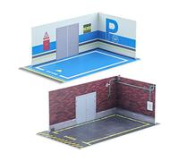 TWTCZOZ 2 Pièces Parking Lot Modèle Scène Miniature Garage Diorama Présentoir Voitures Fonction Convient Aux Collectionneurs Débutants Décoration de M, Sols de couleur bleue