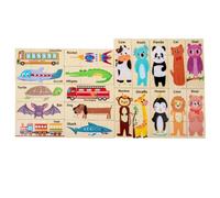 TWTCZOZ 20 èces Puzzle D'association Illustrations D' Véhicules Sûr Puzzle Noms Anglais Imprimés Légers
