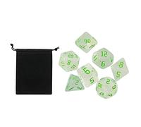 TWTCZOZ 7 Pièces Dés Polyédriques Jeu de Société Dés Acryliques Accessoires Jeux de Plateau Multi Faces Fonction Stable pour Enseignement Joueurs Jeux de Cart, Vert