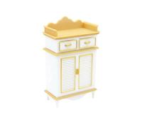 TWTCZOZ Armoire de Maison de Poupée Miniature Meuble de Rangement Placard Commode Corps Rigide et Tiroirs Mobiles Lames à Persiennes Adaptée aux Espaces, Or Blanc