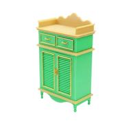 TWTCZOZ Armoire de Maison de Poupée Miniature Meuble de Rangement Placard Commode Corps Rigide et Tiroirs Mobiles Lames à Persiennes Adaptée aux Espaces, Vert+Or