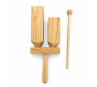 TWTCZOZ Bloc de Percussion Enfant Percussion Bois Instrument Musical Base Cylindrique Jeux Pédagogiques Manipulation Facile Adapté Classe Musique Exercices, Bloc De Bois Double Sans Rainures