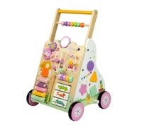 TWTCZOZ Children Learning Chariot Bébé pour Apprendre à Marcher Pousseur Bois Tableau Interactif Perles Engrenages Blocs Formes Jeux Glissés Coordination, Array, Rose, Modèle Fille