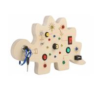 TWTCZOZ Learning Board Tableau Éducatif Planche d'Activités Jouet Sensoriel Jeu d'Éveil Moteur Thème Dinosaure en Bois avec Leviers Boutons et Vis Adapté aux, Grand Tableau
