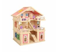TWTCZOZ Maison de Poupée en Bois Maison Miniature Maison de Jeu Ensemble à Construire Espaces Modulables et Détails Soignés pour Jeu Immersif Adaptée aux Enfants Jeux de Rôle Temps en Famille, Pink