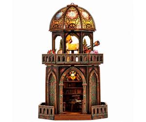 TWTCZOZ Maquette Observatoire Puzzle Bois 3D Maquette Architecture Miniature Kit Assemblage Décoration avec Dôme Toit et Ouvertures Arquées Balcon et Étagères