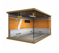 TWTCZOZ Miniature Garage Display Vitrine Parking Modèle Assemblé Rangement Voiture Miniature Structure Bois Panneaux Acryliques Éclairage LED Protection, Modèle De Garage Orange, Orientation Gauche