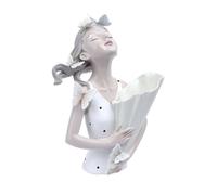TWTCZOZ Statuette Résine Décorative Statue Fille Fleur Sculpture Buste Vase Porte-Bouquet Forme Élancée avec Chevelure Ondoyante et Papillons Convient au, Vert, Moderne Simple