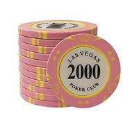TX GIRL 10pcs / Lot Clay Jetons De Poker De Las Vegas Casino Poker Chips Texas Hold'em Chip Dollar Coins (Color : 2000)
