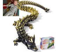TXB3DOK Dragon articulé imprimé 3D de 61 cm - Figurine de dragon géant, long et extra large pour décoration d'intérieur et cadeaux (noir doré, 61 cm)