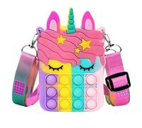 TXDAMAI Licorne Pop-It Push Bubble Fidget Toys Sac à Bandoulière pour Filles Sensory Toys, Pop Jouets Anti-Stress Sac à Main pour Femmes et Enfants