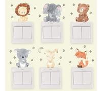 TXDAMAI Stickers Muraux Interrupteur Animal de Dessin Animé Autocollants Muraux Mural Stickers Animaux de la Jungle Lion,éléphant,Ours,Renard,Lapin pour Interrupteur Chambre Salon