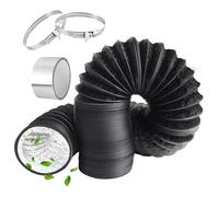 TXErfolg Tuyau d'évacuation en PVC de 150 mm, 4,2m long Gaine Ventilation en Aluminium avec 2 colliers de serrage en acier et 1 sangle pour Chauffage et Climatisation, Seche Linge, Extracteur(Noir)