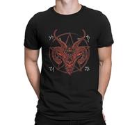 TXHxhdSGH Satan Anti-Christ Goat Lucifer Devil Mystery Men's T-Shirt Ba Homet Art Crewneck Top Fun