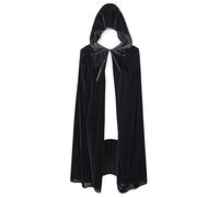 Txian Kids Cape en velours à capuche Halloween Christmas Fancy Cape pour enfants 100cm (Noir)